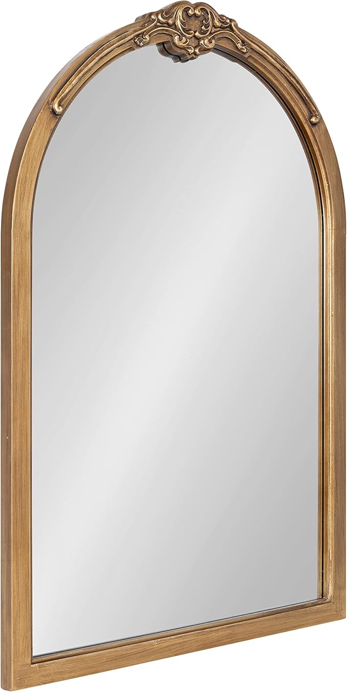 Astrid Arched Ornate Mirror,  Antique Gold, Traditional Decorative Arch Wall