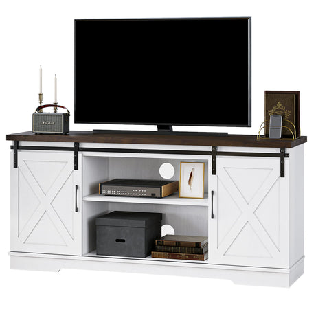 Farmhouse TV Stand for 65 Inch TV, Entertainment Center with Storage and Sliding Barn