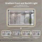 60x36 Inch Black Framed LED Bathroom Mirror with Anti-Fog