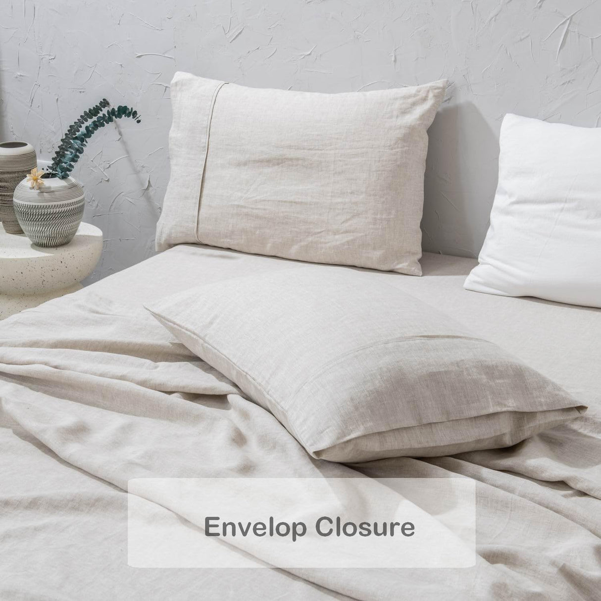 100% Washed French Linen Sheet Set-King Size-Natural Linen-4 Pieces