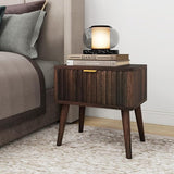 Mid-Century Modern Nightstand, End Table with Drawer, Side Table for Living Room and Bedroom, Walnut (Set of 1)