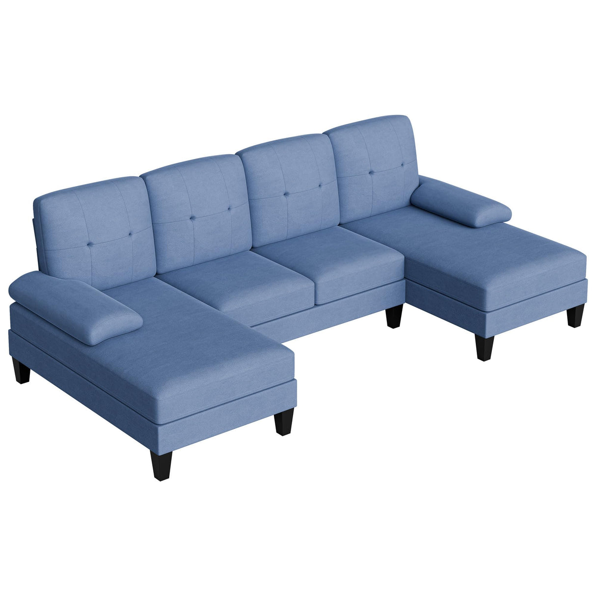 Sectional Sofa Couch, U-Shaped Sofa Couch with Double Chaise, 4-Seat Sleeper Sofa