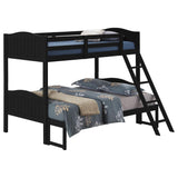 Over Full Bunk Bed, Attached Ladder, Guard Rails, Black Wood