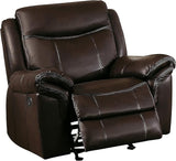 Faux Leather Glider Reclining Chair, 42" W, Gray