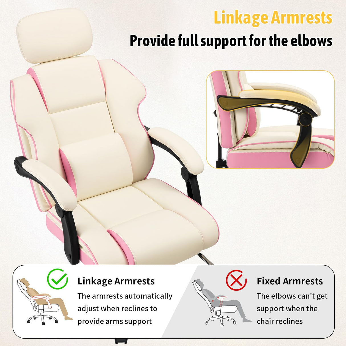 Ergonomic Office Chair with Footrest - Adjustable Headrest & Lumbar Support