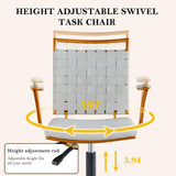 Gold Accent Office Chair with Wheels - White Adjustable Swivel Desk Chair