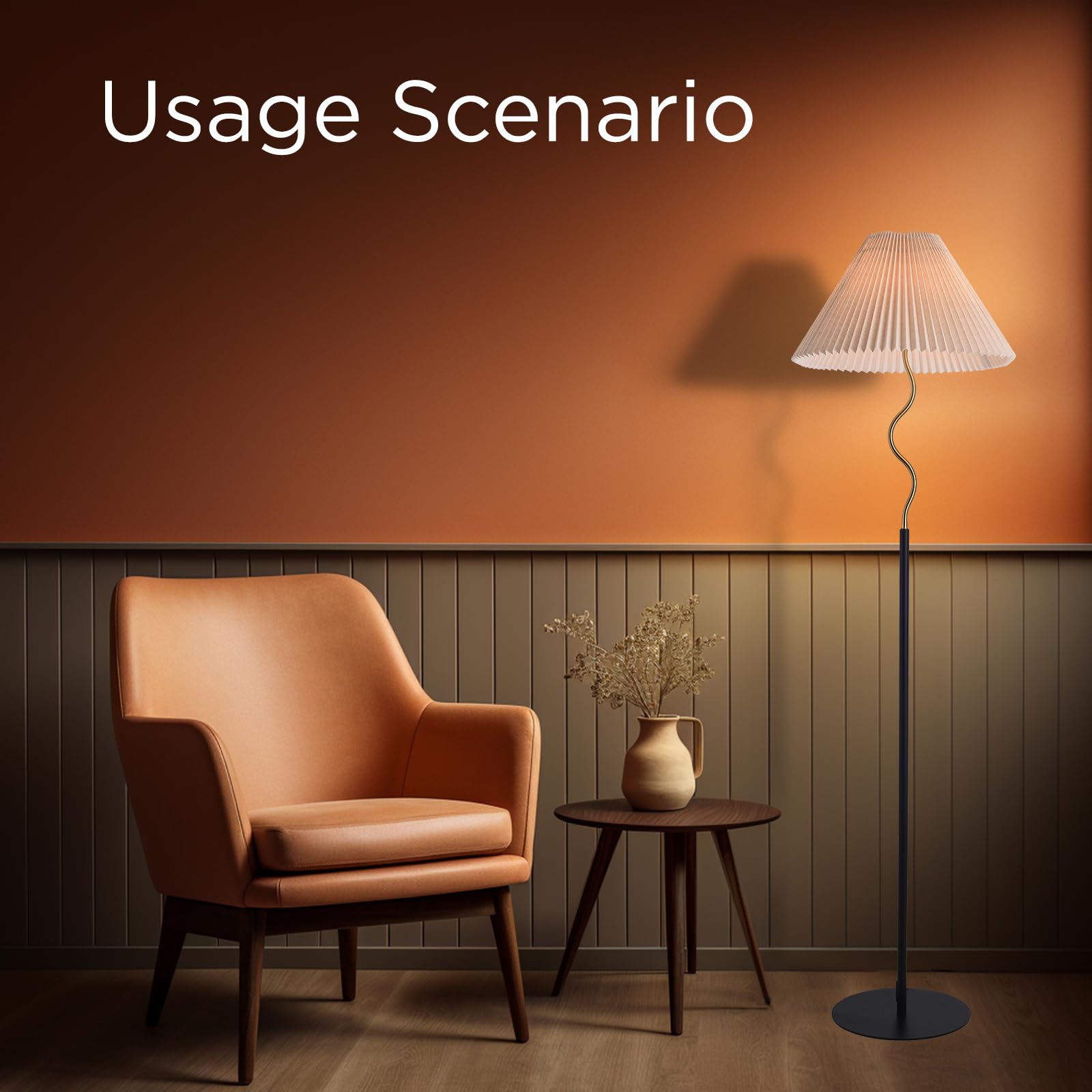 Modern Pleated Floor Lamp with Adjustable Beige Shade