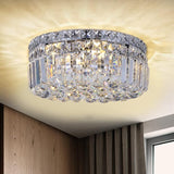 6-Lights Gold Crystal Flush Mount Chandelier Light Fixture K9 Crystals Modern Ceiling