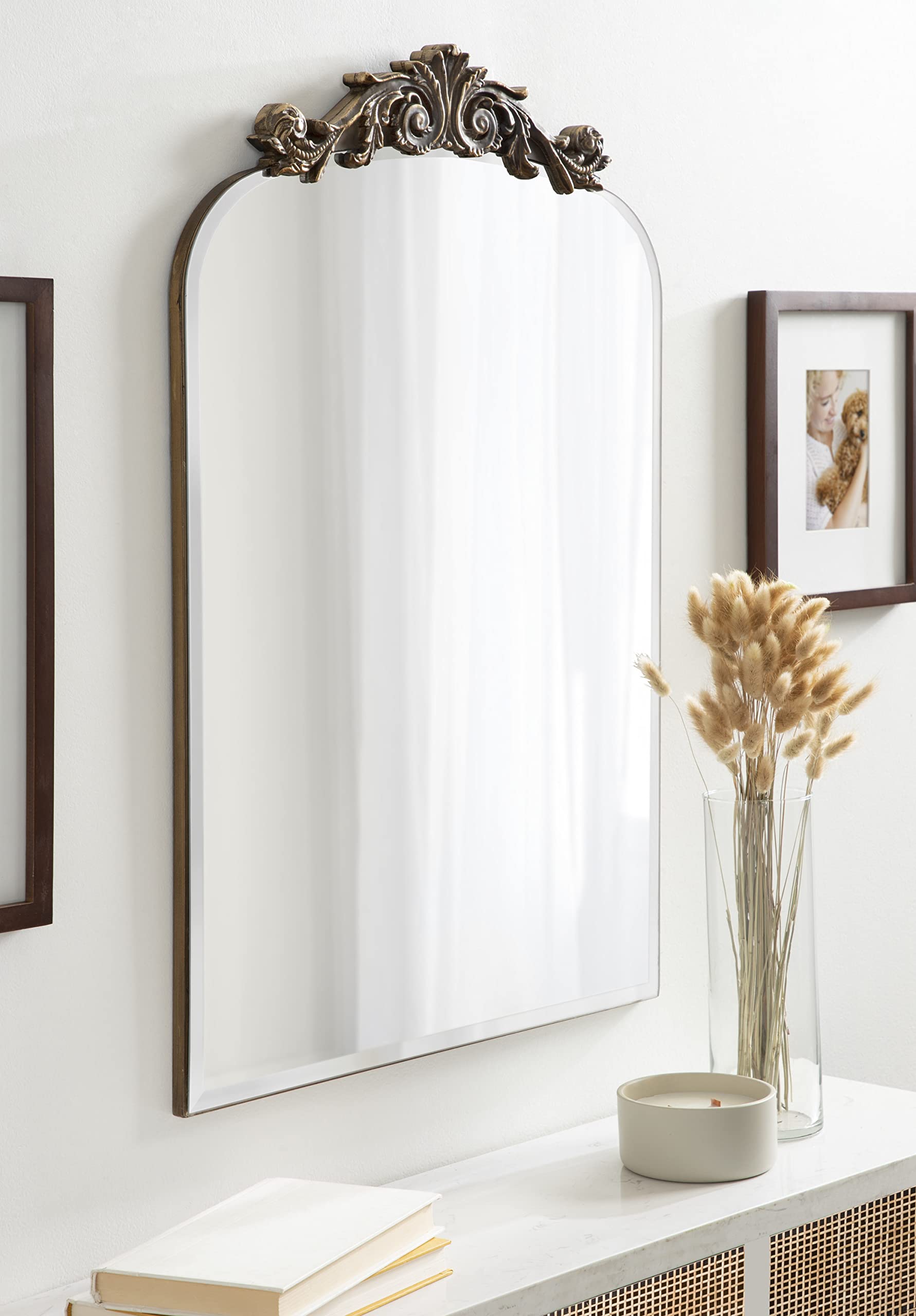 Frameless Arch Mirror,  Antique Gold, Arched Baroque Mirror