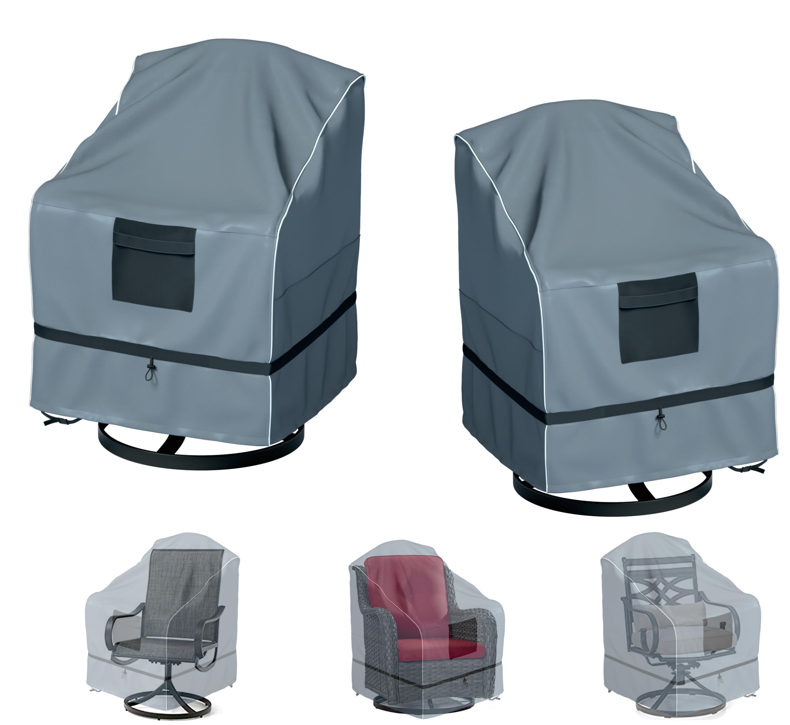 Outdoor Swivel Lounge Chair Cover 2 Pack, Waterproof Heavy Duty Outdoor Outdoor