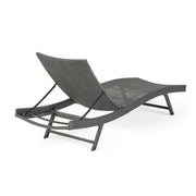 PE Rattan Chaise Lounge Set of 2, Modern Outdoor Wicker Reclining Lounge Chair