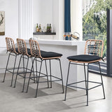 Outdoor Bar Stools Set of 2, Patio Counter Height Stools & Bar Chairs w/Footrest