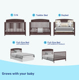 Benton 5-in-1 Convertible Crib with Drawer (Espresso) - Converts from Baby Crib to Toddler Bed