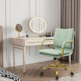 Green Leather Office Chair with Golden Legs