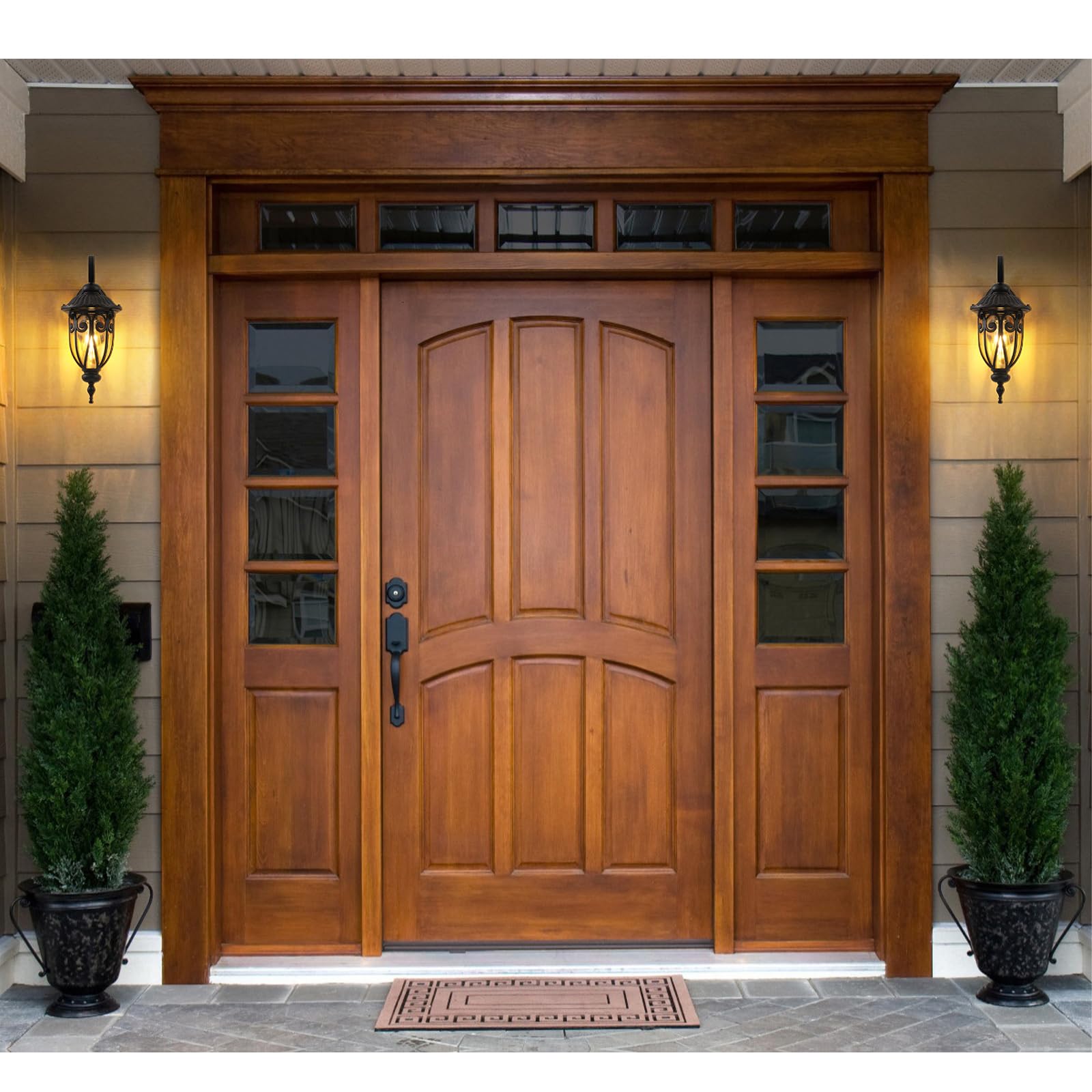 Outdoor Wall Light with Dusk to Dawn Sensor, 18 Inch Exterior Wall Lantern Fixture for House