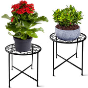 Plant Stand Indoor Outdoor, 2 Pack 15" Tall Flower Pot Stand, Round Metal Corner Plant