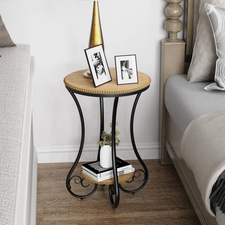 Small Round Side Table Accent End Table Rustic Farmhouse Small End Table