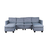 Modern Linen Fabric U-Shaped 6 Seat Sectional Sleeper Couch with Reversible Chaise