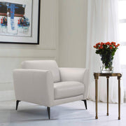 Contemporary Chair in Genuine Dove Gray Leather with Black Metal Legs