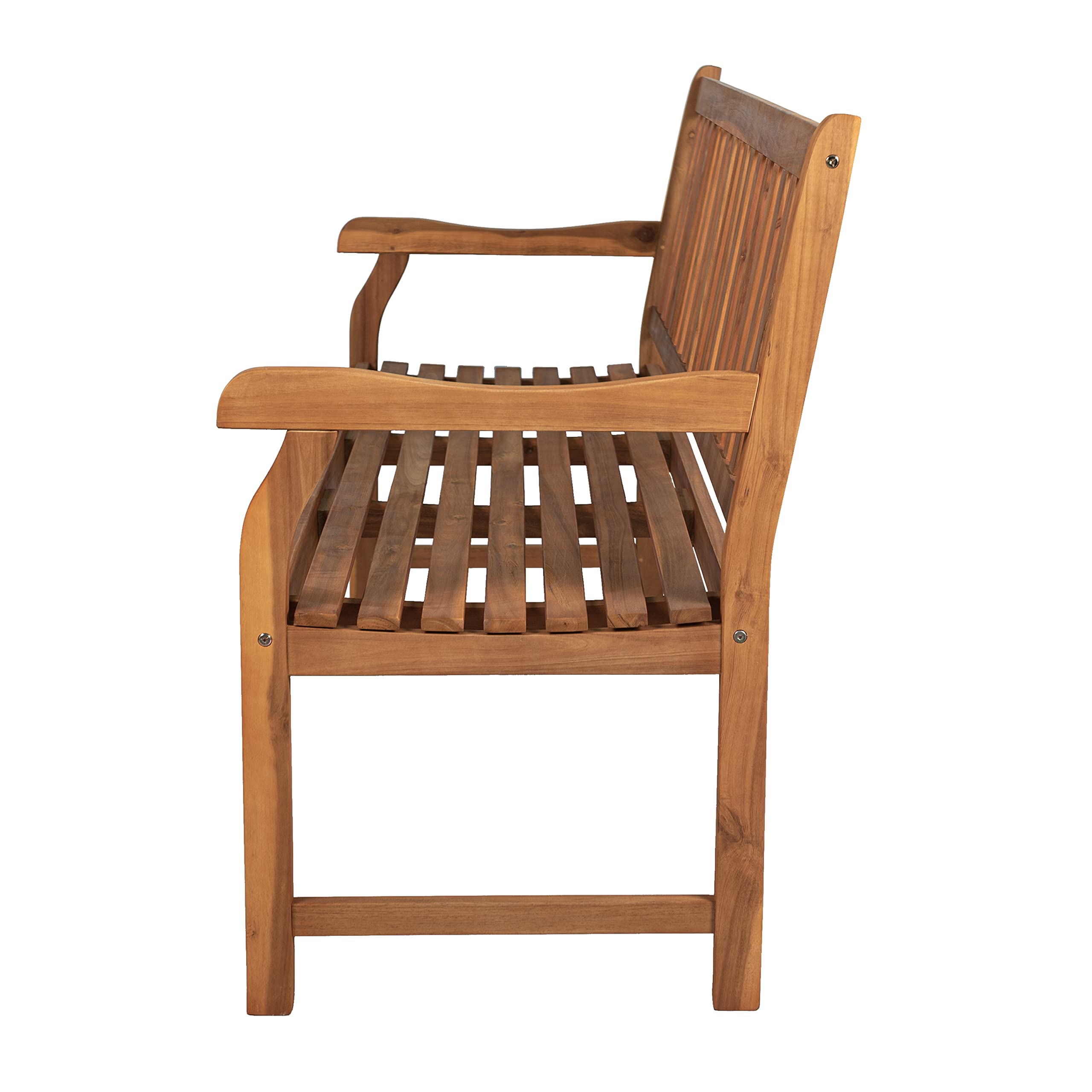 BNH101A Laurel 59.1" 3-Seat Slat-Back 600-Lbs Support Acacia Wood Outdoor
