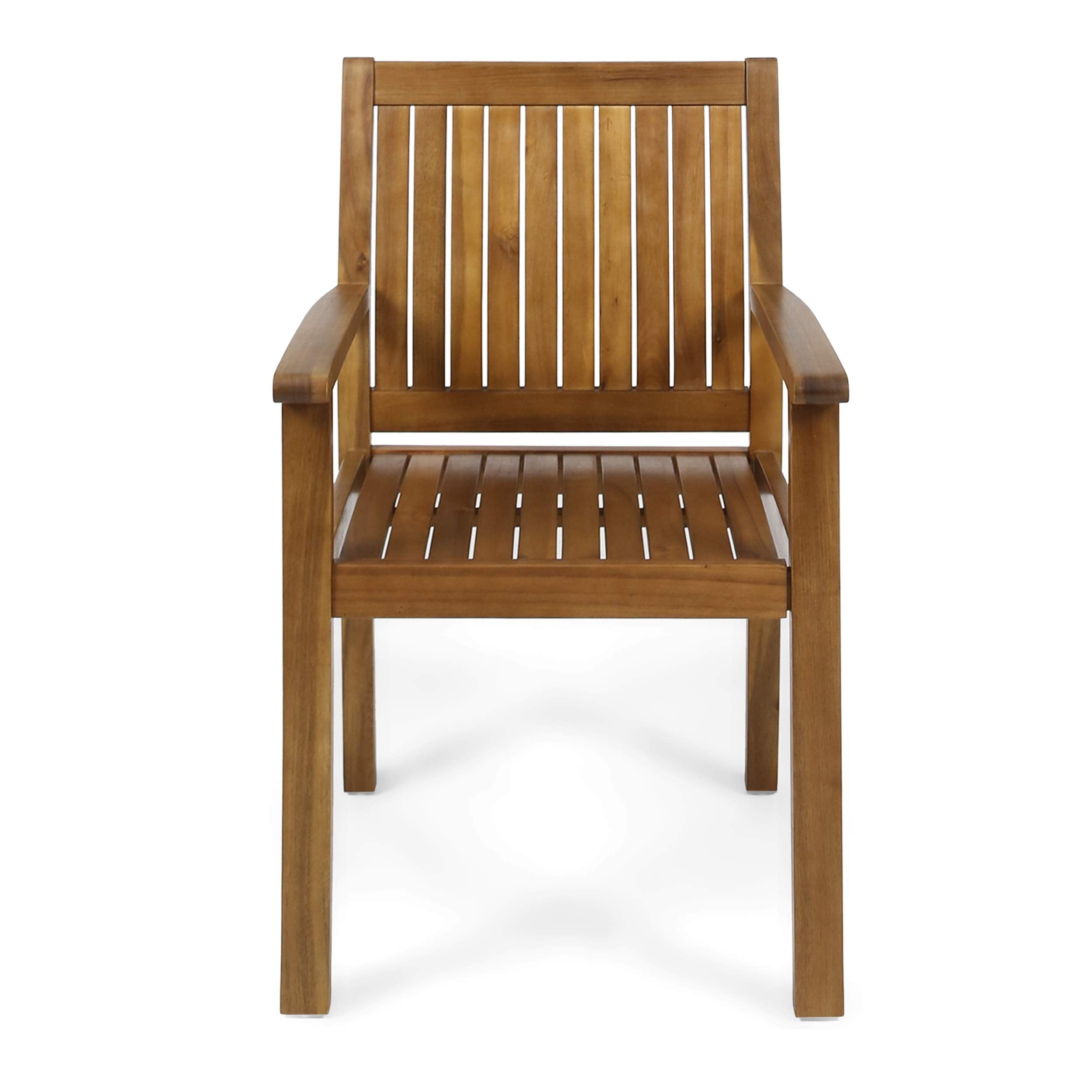 Teague Outdoor Acacia Wood Dining Chairs (Set of 2), Teak Finish