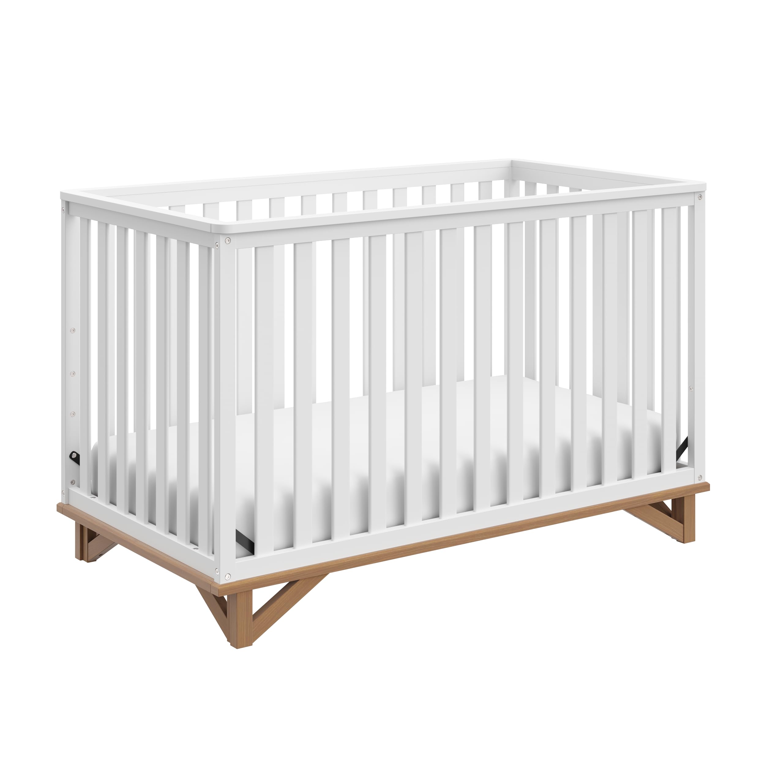 5-in-1 Convertible Crib (White with Vintage Driftwood) – GREENGUARD Gold