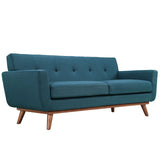 Engage Mid-Century Modern Upholstered Fabric Loveseat in Azure