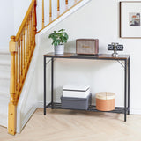 Narrow Console Table, 42.1"L Industrial entryway Table, 2 Tiers Sofa Side Table