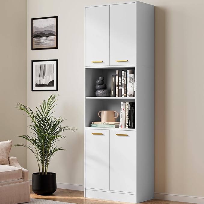 Pantry Cabinet, 75" Tall Freestanding Kitchen Pantry Storage Cabinet with Doors and Adjustable Shelves