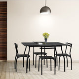 5Pcs Dining Table Set for 4, Modern Metal and Wood Indoor Rectangular Dining