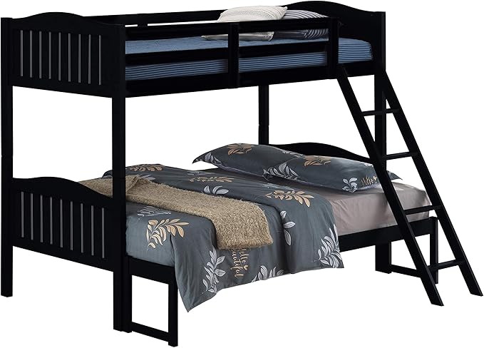 Littleton Twin Over Twin Bunk Bed with Ladder Black