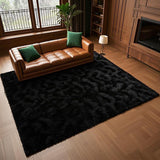 Area Rugs 9x12 Living Room, Black Large Area Rug Shag Shaggy Carpet Soft Plush Furry