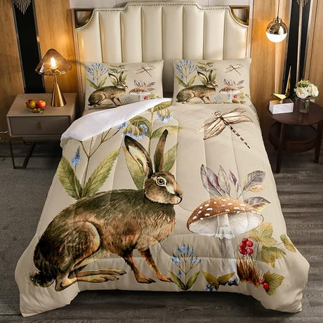 Rabbit Comforter Set for Kids, Tie Dye Down Comforter Twin Cute Animal Bunny Duvet