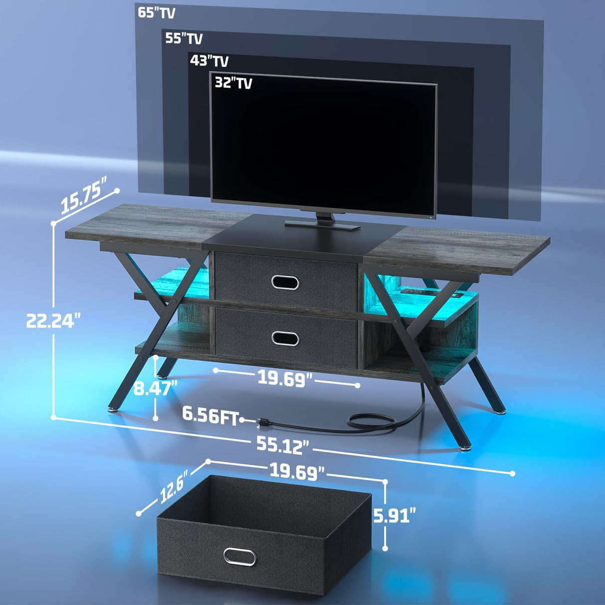 TV Stand for 55''/65'' TV - LED TV Stands with Power Outlets