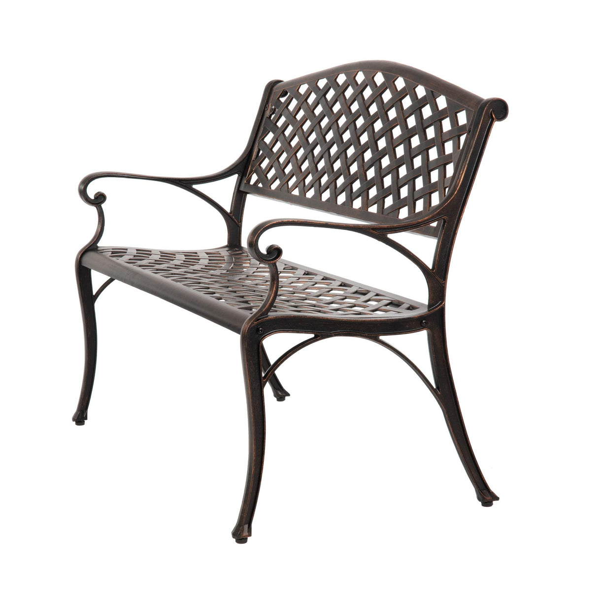 61491 Patio Bench Cast Aluminum Lightweight Sturdy Bench Perfect for Relaxing