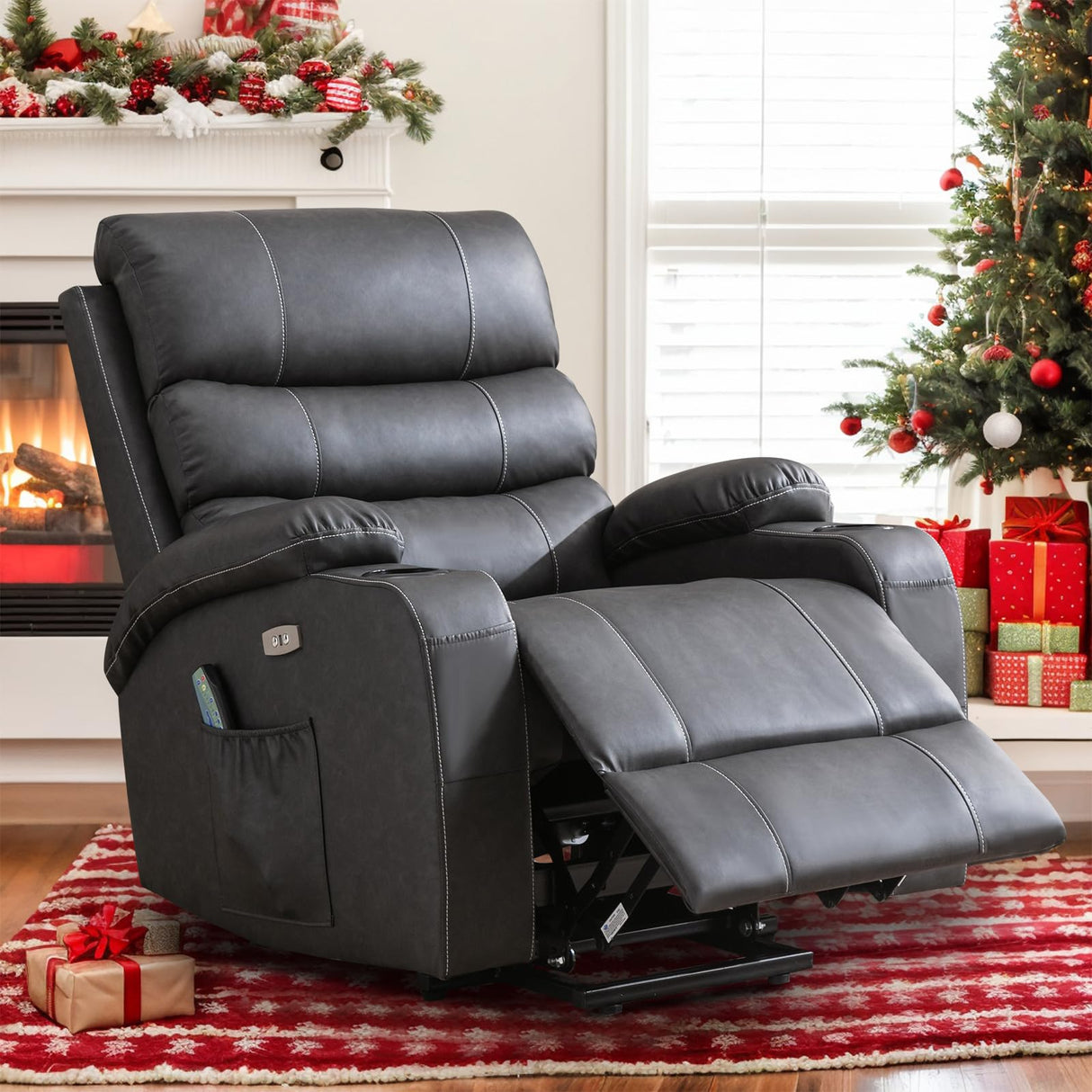 Lift Recliner Chair - Breath Leather Electric Recliner for Elderly - Heavy Duty Reclining