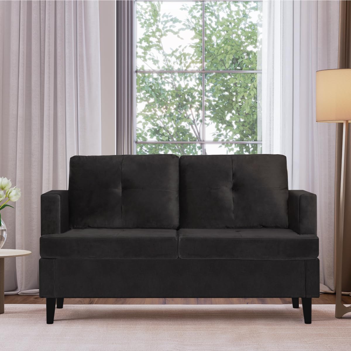 57" Small Loveseat, Velvet Love Seat, Small Couch for Small Spaces