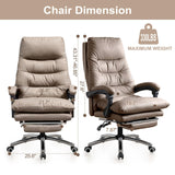 HDHNBA Office Chair Comfortable Computer Desk Chairs High Back Reclining Executive Office Chair PU Leather Adjustable Height Gaming Chair with Wheels, Light Coffee