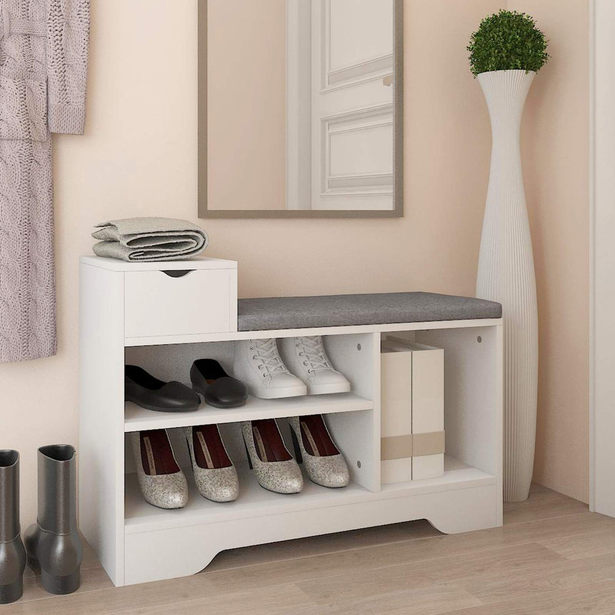 Shoe Storage Benches with Cushion Seating White Shoe Rack Bench Entryway Shoe