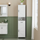 67" H Tall Bathroom Storage Cabinet with 2 Barn Doors and 1 Drawer, Narrow Storage Unit