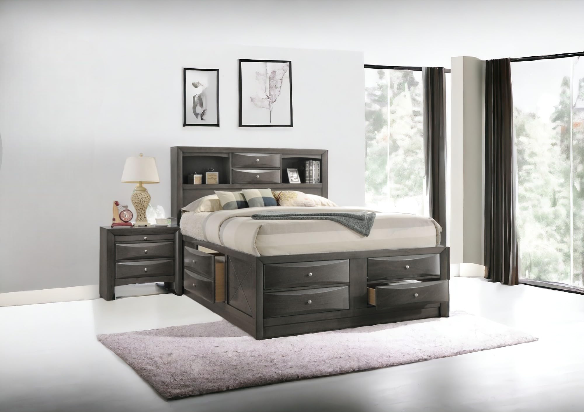 Ireland Full Captain's Bed with Storage - Gray Oak Finish