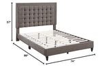 Fabric Upholstered Cal. King Bed with Button Tufted Headboard, Brown