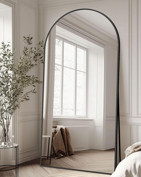 Full Length Mirror with Stand, 58"x18" Arched Full Body Mirror, Large Stand Up Mirror