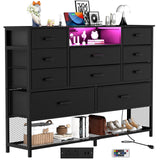 Black Dresser for Bedroom with 10 Drawers, Dresser with Charging Station