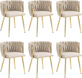 Velvet Dining Chairs Set of 4, Modern Upholstered Dining Chairs with Gold Metal Legs for