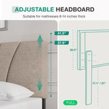 Full Size Bed Frame with Adjustable Headboard Platform Bed Frame Full Size