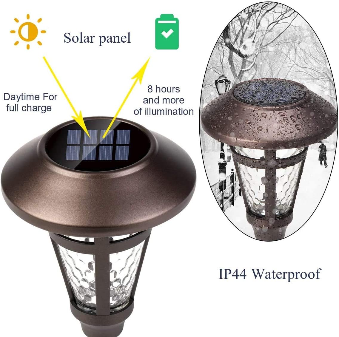 Bright Solar Outdoor Lights Decorative 6 Pack, Solar Pathway Garden Lights Auto On/Off