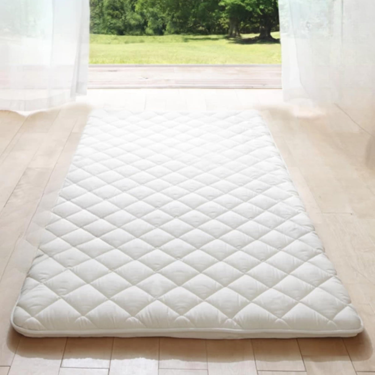 Japanese Futon Mattress, Made in Japan Twin (39"×78") White, Foldable Floor