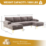 U-Shaped Sectional Sofa Couch, 4 Seat Sofa Set for Living Room, 110.6" L-Shaped