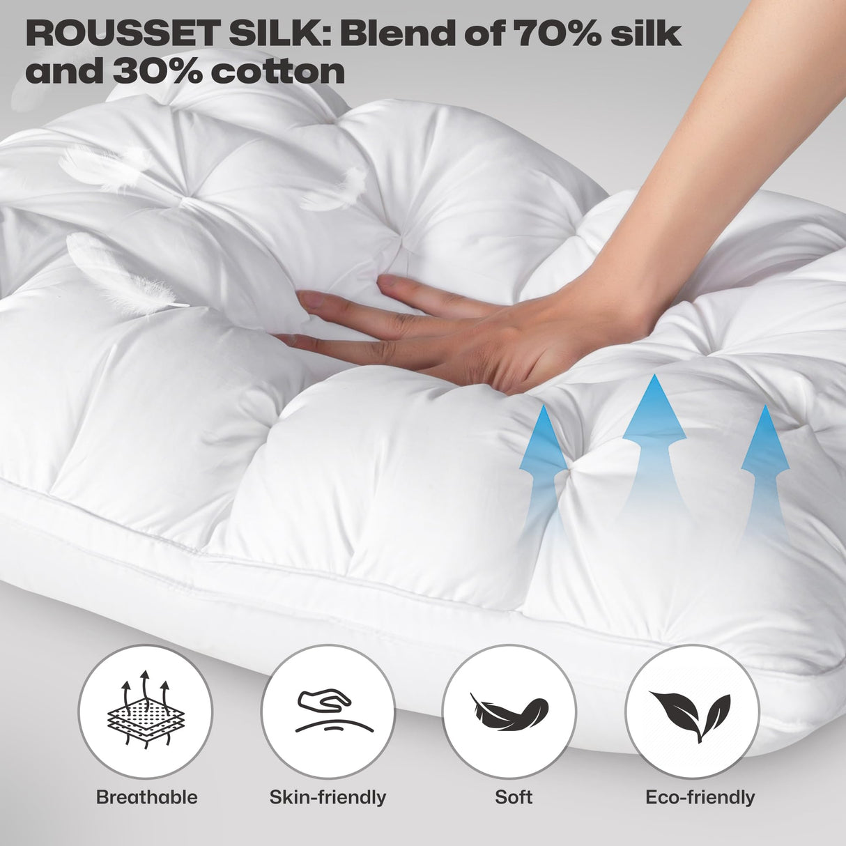 Goose Down and Feather Pillow for Side Sleepers,Premium Soft Down Fill Standard Size